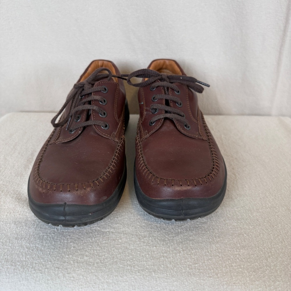 ECCO Seawalker Tie Mens Brown Leather Moc Toe Lace Up Oxford Shoes Size EU 44
